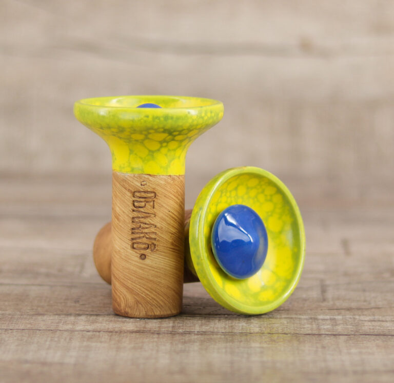 Oblako Flow Phunnel Glazed-Blue on Marble Yellow Green - Shisha-Dome
