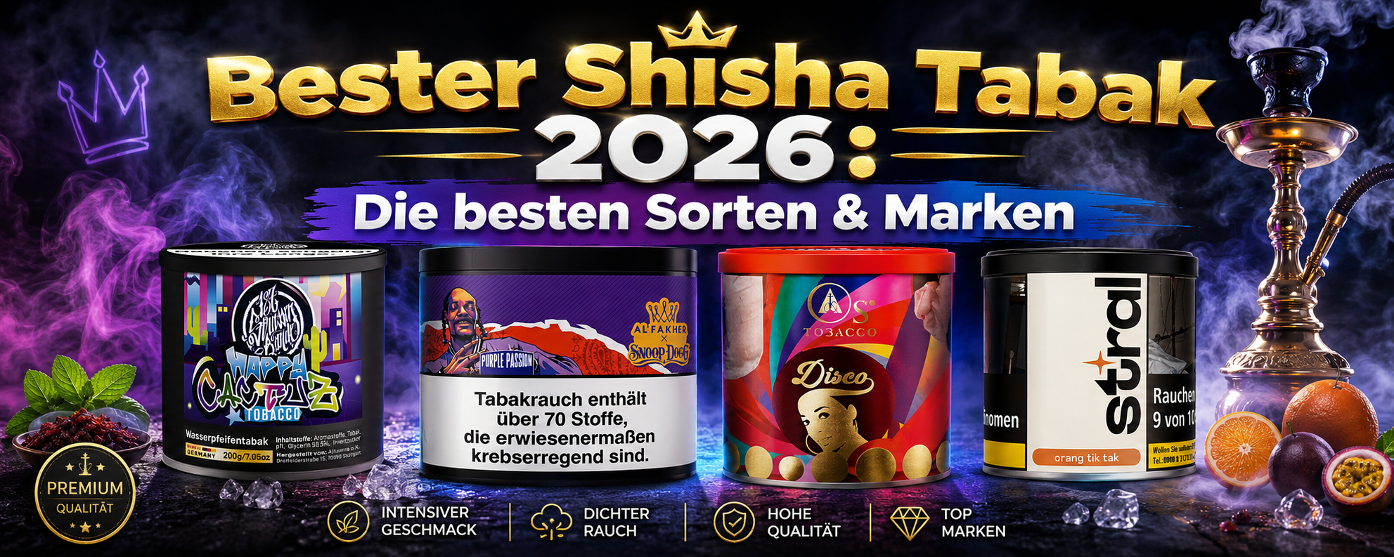Bester Shisha Tabak 2026 – beliebte Sorten und Marken im Überblick
